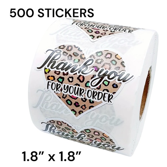 Other - Leopards Heart ♥️ 500 Roll of Thank You Stickers 1.8” x 1.8”